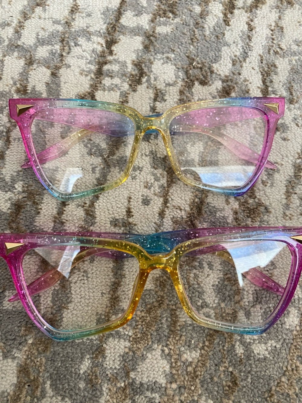 Two Rainbow Glitter Cat-Eye Frames